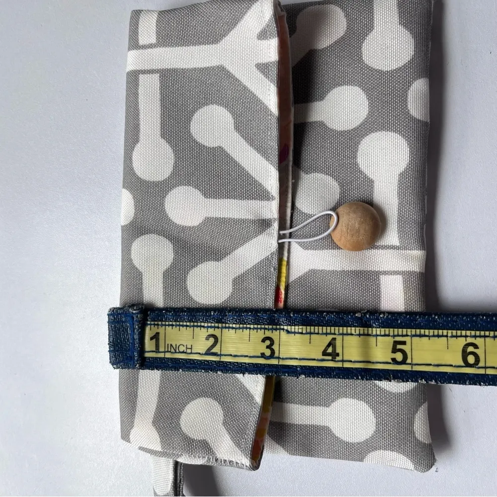 Little Orange Scooter Fabric Pouch Wallet Coin Purse Clutch Wristlet Grey White - Image 7