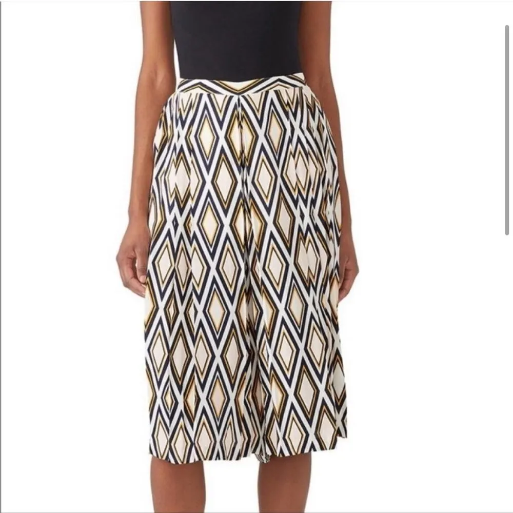 Tory Burch Faye Diamond Wide Leg Culotte‎ crop Capri trousers size 6 - Image 2