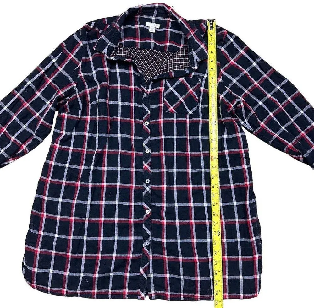 J. Jill Women's 2X Plaid Long Sleeve Button-Up Shirt Multicolor Casual Plus Size - Image 3