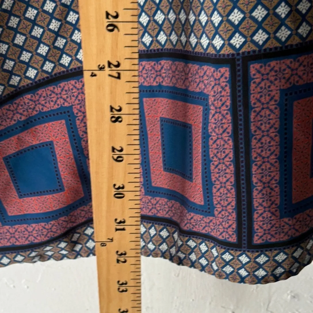 Peppermint USA Geometric Print V Neck Tassel Sleeve Dress Women Size L Boho - Image 8