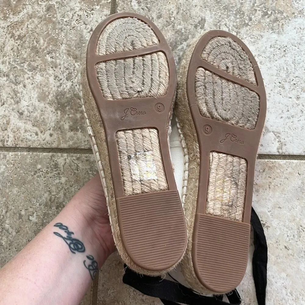 J.CREW Canvas Espadrille Flats with Leather Cap Toe - Image 6