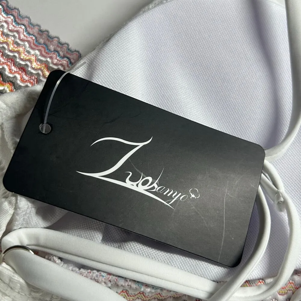 Zuvebamyo Women's Two Piece High Waist Bikini Swimsuit Set Rib White S Small NEW - Image 10