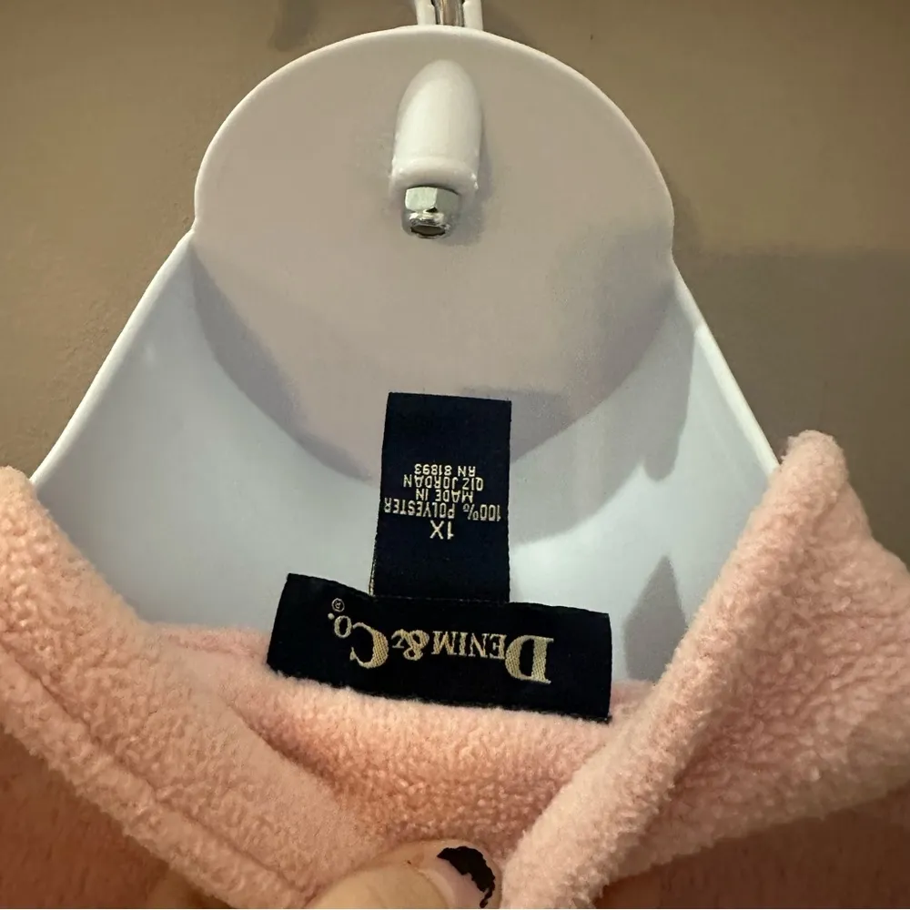 Women's Pink Fleece  Embroidered Floral Spring Jacket Denim&Co 1X - Image 5