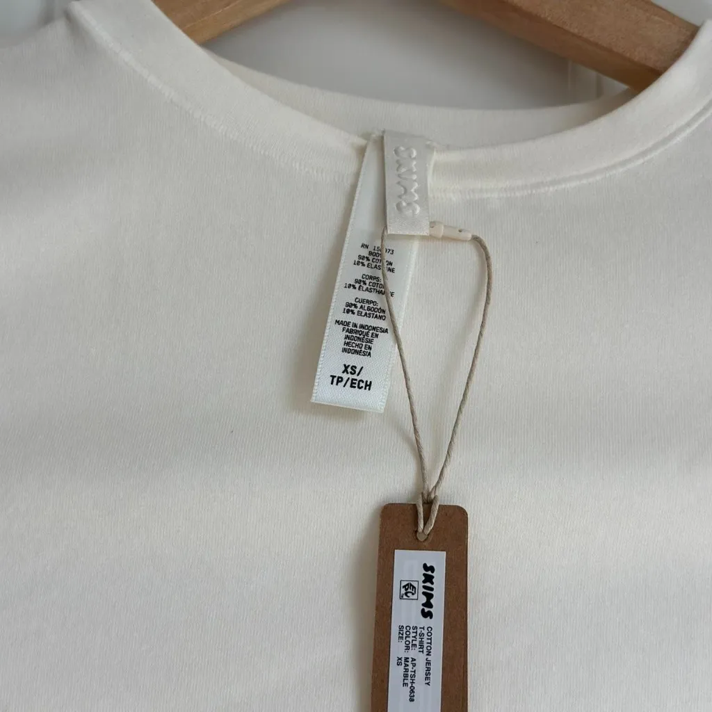 Skims Cotton Jersey T-Shirt in Marble, Size X-Small - Image 5