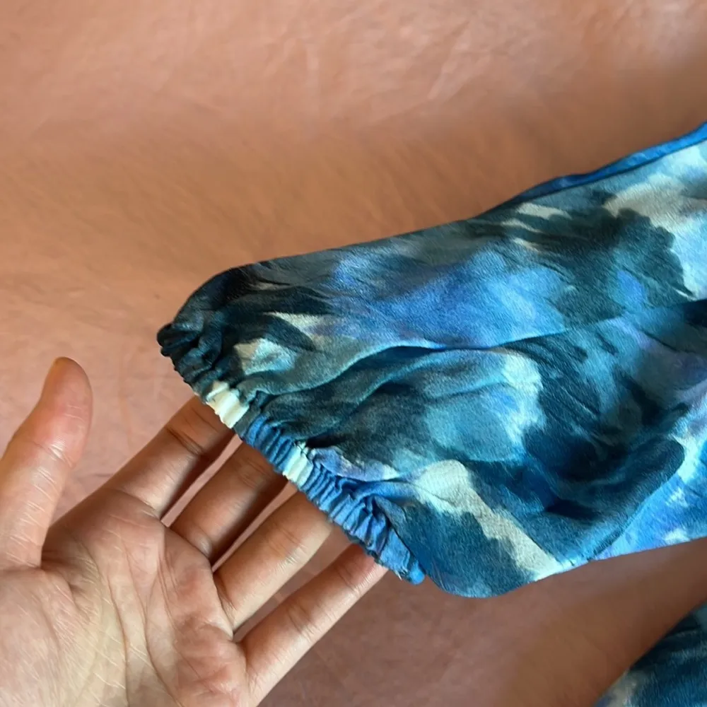 NWT LoveShackFancy Silk Gamela Blouse In Orchard Breeze - Image 11