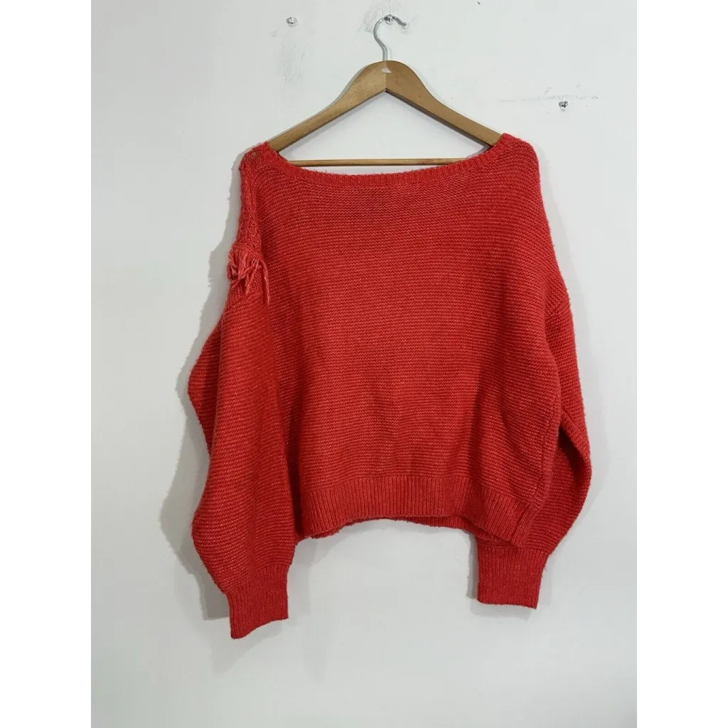 Womans Scoop Orange Pullover Long Sleeve Oversize Fringe Sweater XL (16 - Image 2