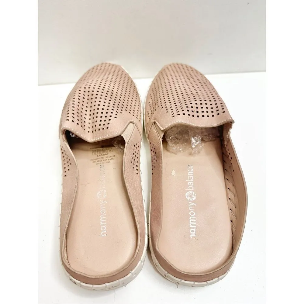 Harmony Balance Mules Womens Size 8 Vegan Leather PU Perforated Slip On Shoes Pink - Image 4