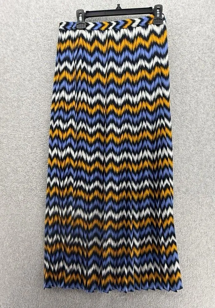 MK Michael Kors Women's Maxi Skirt Striped Pleated Size Large Chevron - Image 3