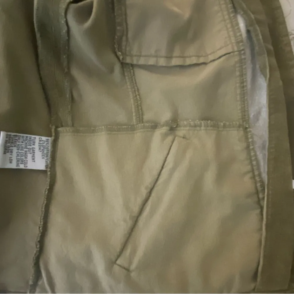 TALBOTS PETITES Army Green Khaki Brown Corduroy button Jacket Pockets Small EUC - Image 8