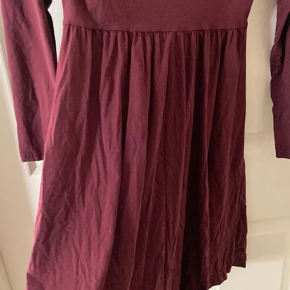 Ouges Cottagecore Fit and Flare Long Sleeve Pocket Mini Dress Maroon Red Small - Image 6