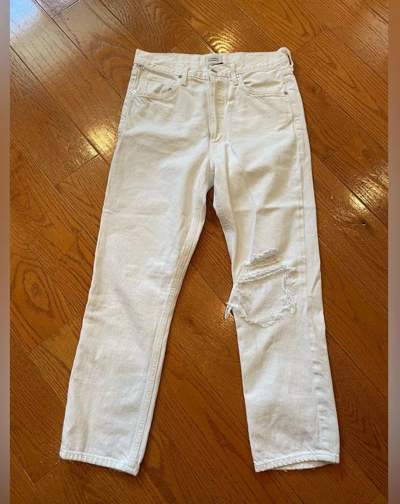 Citizens of Humanity Charlotte Crop High Rise Straight Jeans – White, Size 27 - Image 2