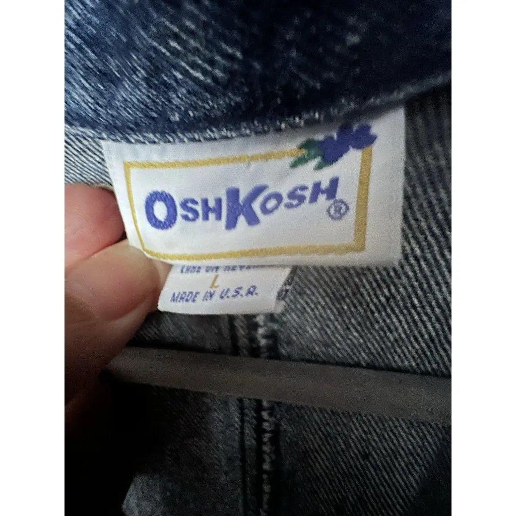 Osh Kosh Adult Size L Denim Duster Trench Chore Coat Long Jacket Made In USA Blue Size L - Image 3