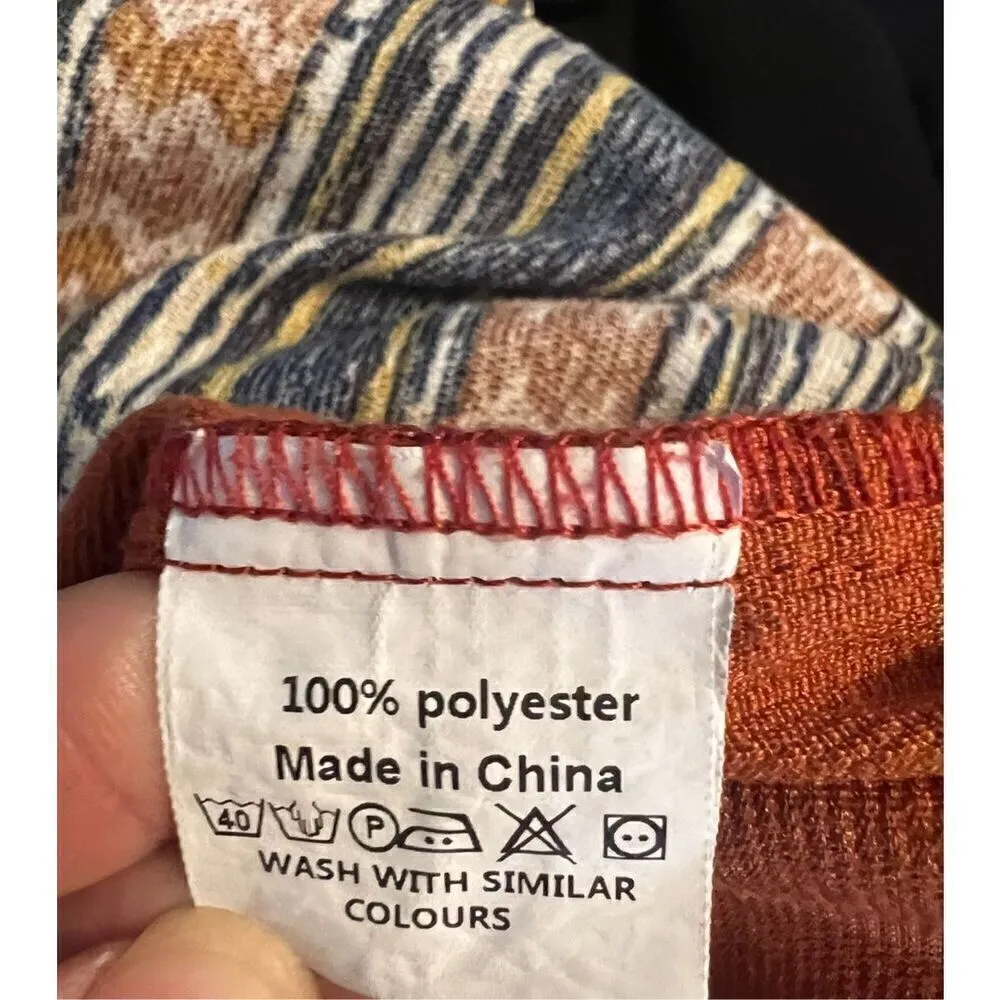 Gracila Corduroy Orange Striped Tunic Long Sleeve Shirt Boho Women Plus Size 5XL - Image 8