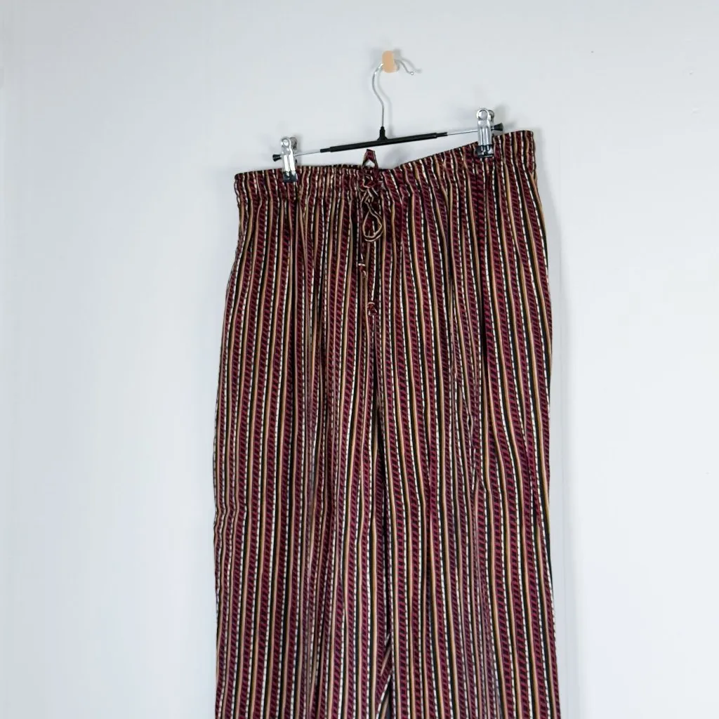 Vintage 90s Flowy Striped Capri  Pants Sag Harbor Petite Womans Large Boho Retro - Image 2