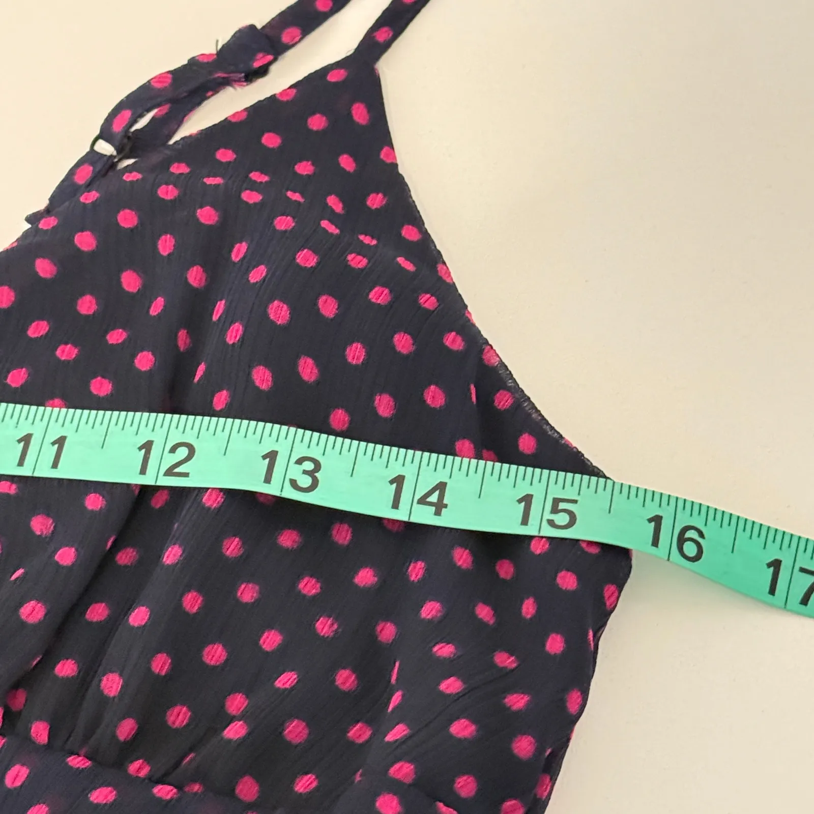 Velvet Heart Polka Dot Ruffle Button Babydoll Dress Size M Empire Waist Retro - Image 10