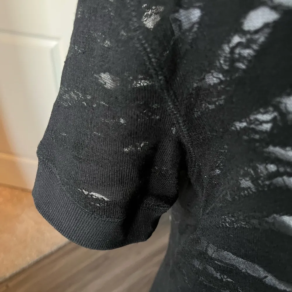 Black Sheer Zebra Print distressed  Top - Image 7