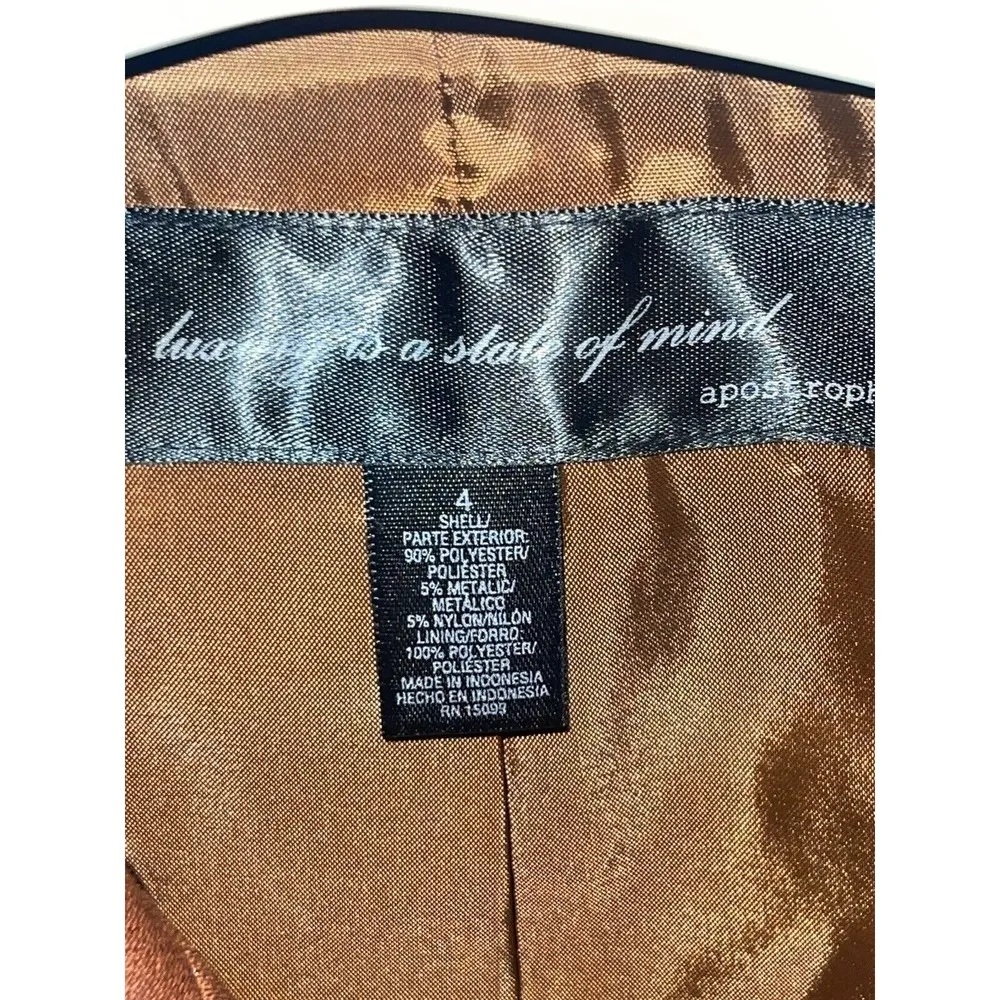 NWT Luxury Is A State Of Mind Apostrophe Jacket w/metallic  Womens SZ 4 - Image 4