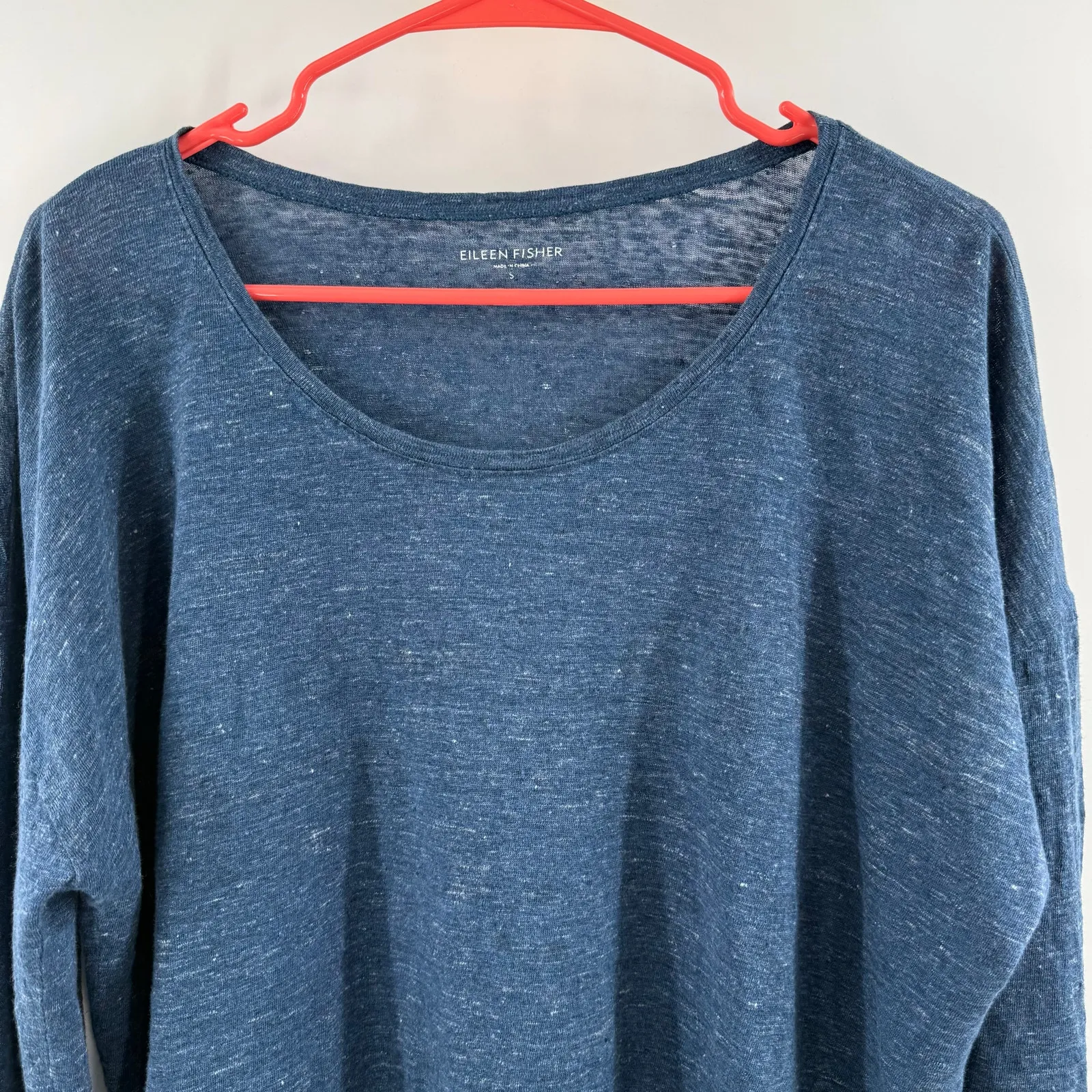 Eileen Fisher Top Size Small NEW 100% Organic Linen Blue Long Sleeve NWOT *Flaw - Image 6