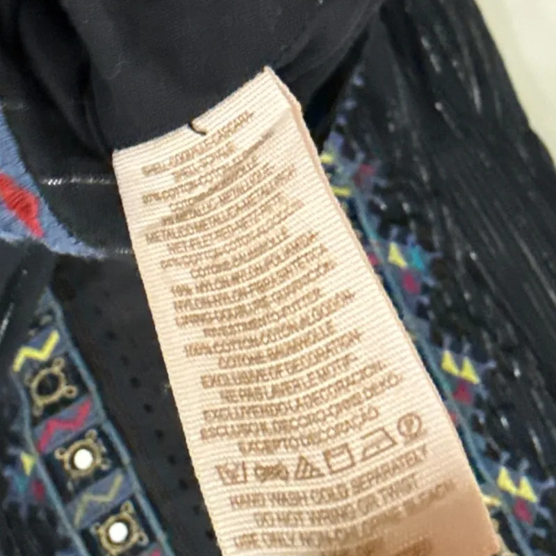 Free People Boho Gypsy Lace Layered Little Black Mini Festival Dress Size 12 - Image 5