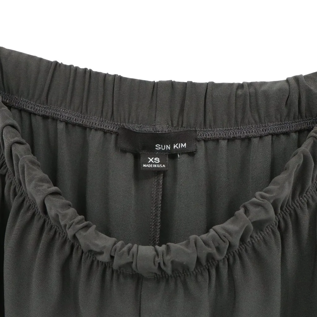 Sun Kim Dark Gray Barrel Leg Tulip Hem Jersey Knit Pants XS - Image 5