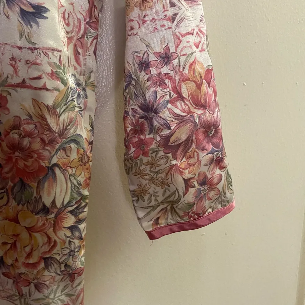 Vintage Kathryn Sleep Shirt Dress Pink Floral Pink Floral L Large Bust 40” - Image 7