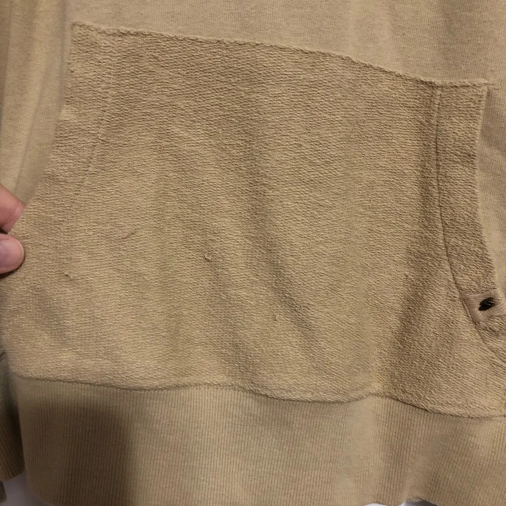 Seven7 tan color hoodie sweatshirt textured pocket and hood, women’s size XL - Image 4