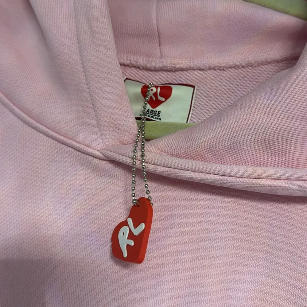 Red Letters Scattered Hoodie Pink Size L - Image 4