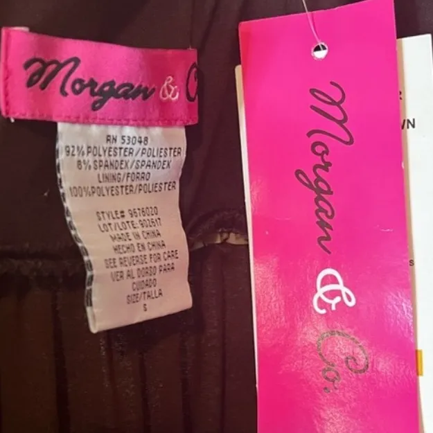 Elegant Brown Evening Gown Sleeveless Gold Bead Details Size Small - Image 10