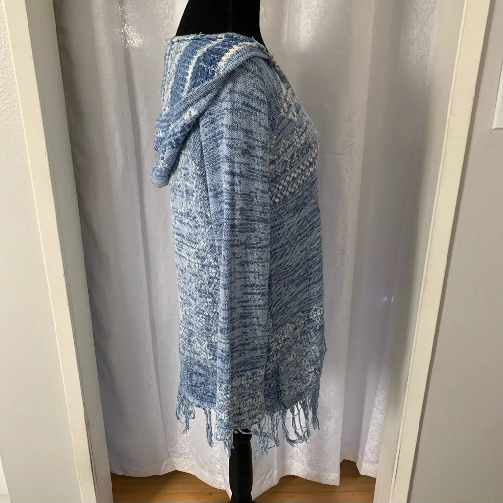 LOVE STITCH FRINGE SWEATER Sz. M Blue Size M - Image 2