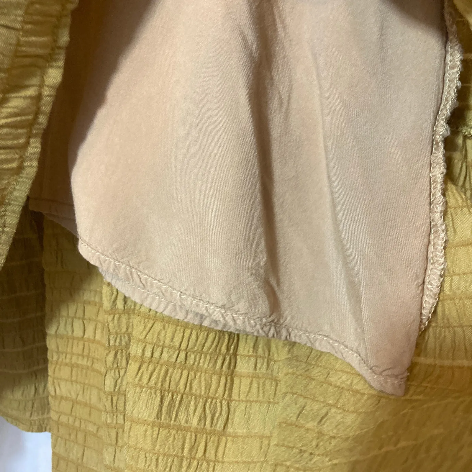 Carly Jean Los Angeles Mustard Yellow Sleeveless Ruffle Trim Tiered Shift Dress - Image 10