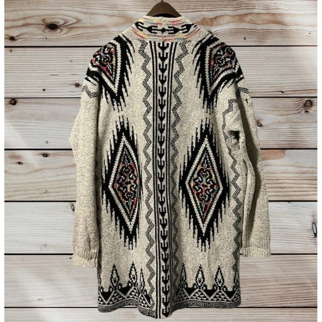 Desheng Cardigan Sweater Size Measurement Photos Cream‎ Aztec/Western Open - Image 2