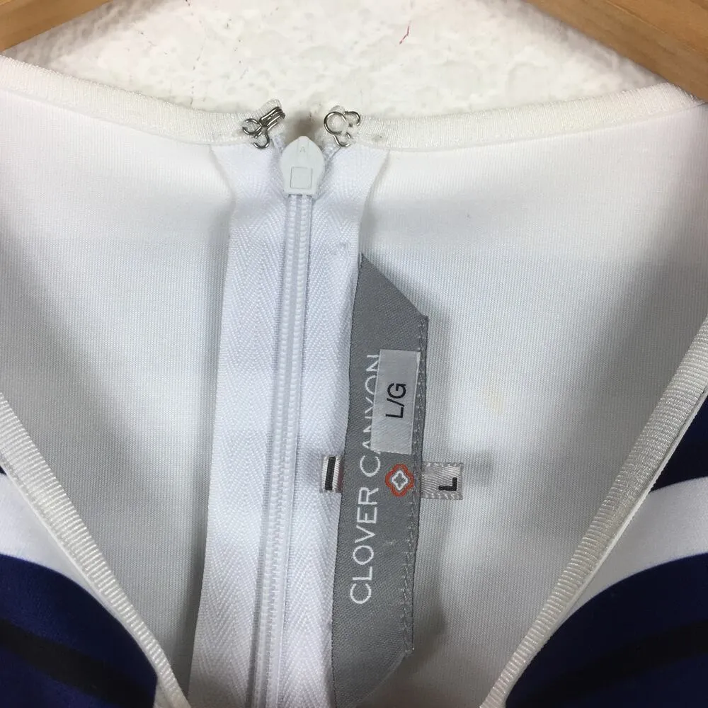 Clover Canyon Lace Inset Neoprene Marine Garden Floral Midi Dress Large Cocktail - Image 5