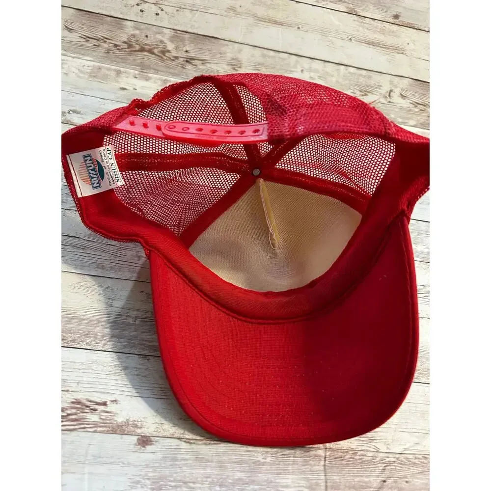 Girls Rock Trucker Hat One Size Adjustable Snap Back Red White - Image 5