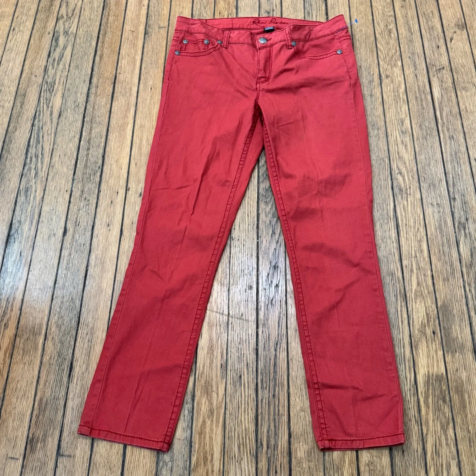 Royal Premium Colored Denim Jeans Embroidered Pockets Size 8‎ Red - Image 7