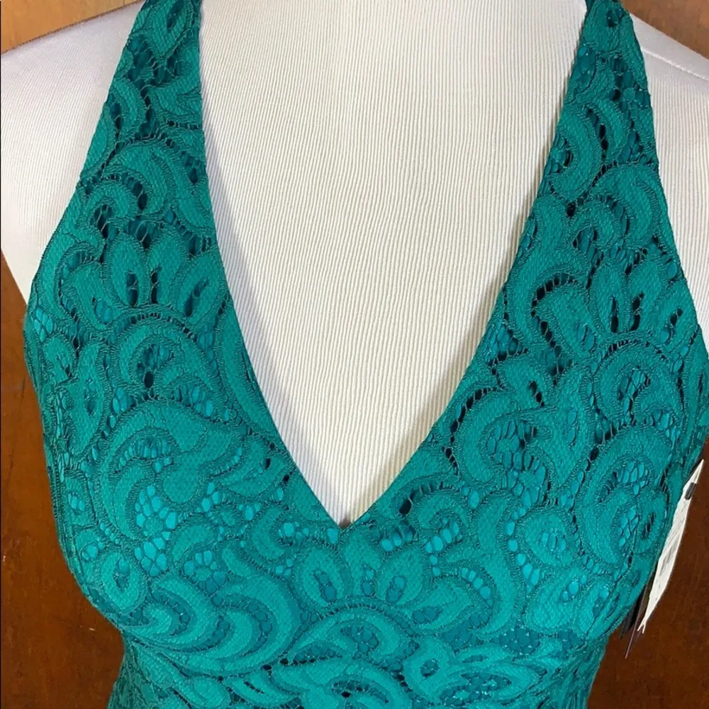 AQUA Lace Deep V Halter Gown NWT - Image 37