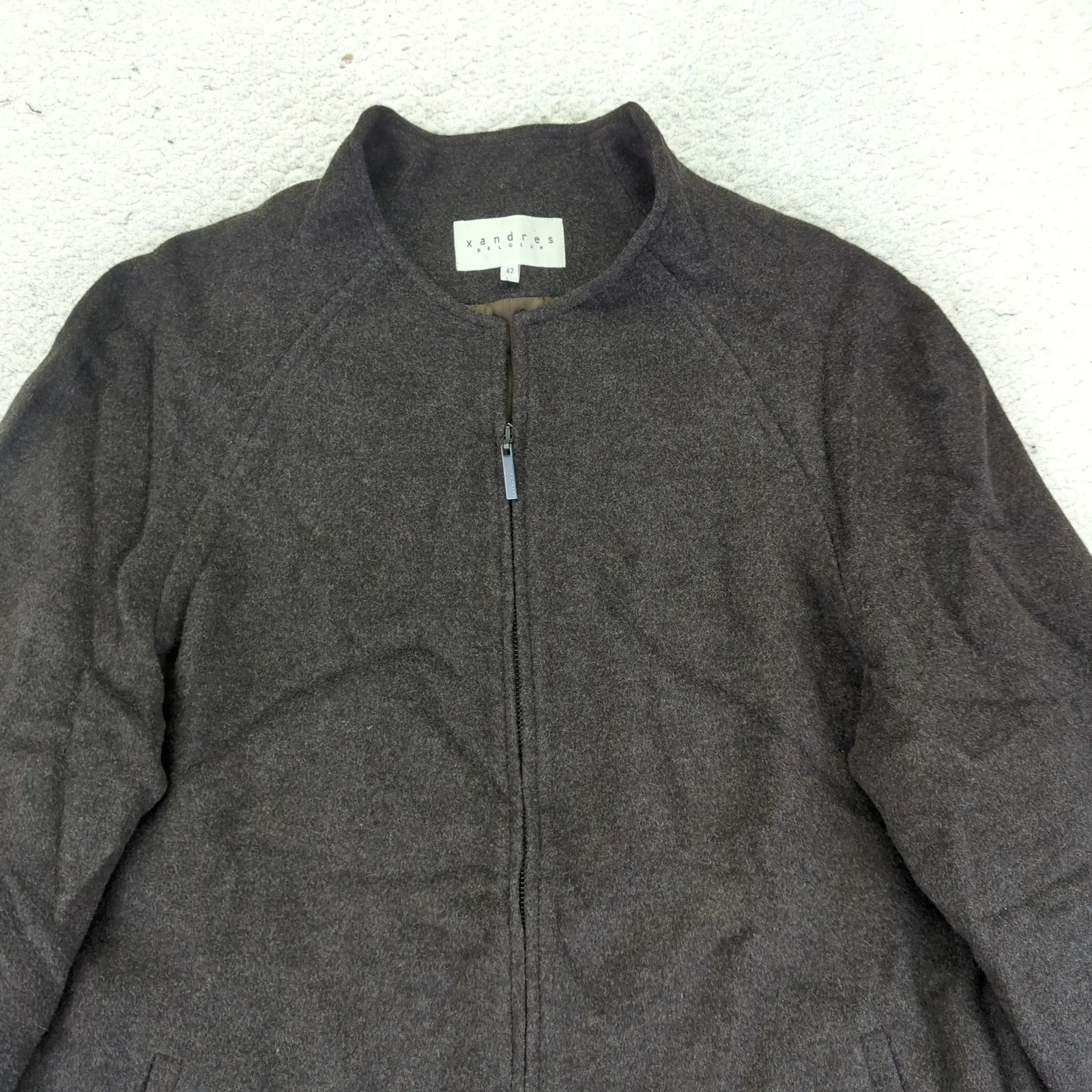 XANDRES Belgium Wool Angora Blend Zip Front Mock Neck Jacket Women's EU 42 10 - Image 6