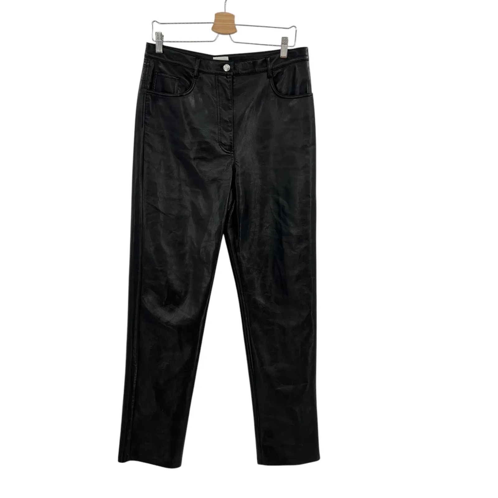 Aritzia Wilfred The Melina Pants High Waisted Vegan Leather Black Size‎ 12 - Image 3