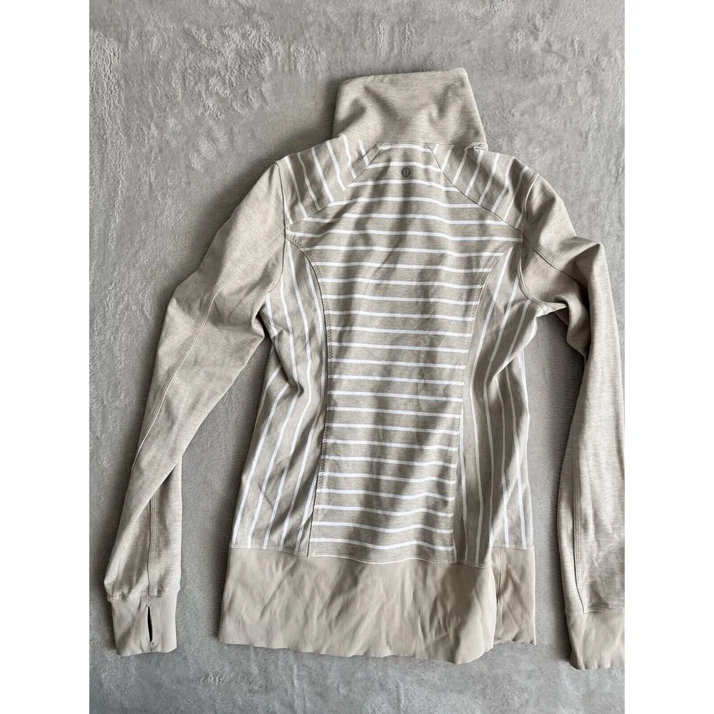 Lululemon Womens 10 Define Jacket Beige/White Striped Jacket Gym Yoga Pilates Brown - Image 8
