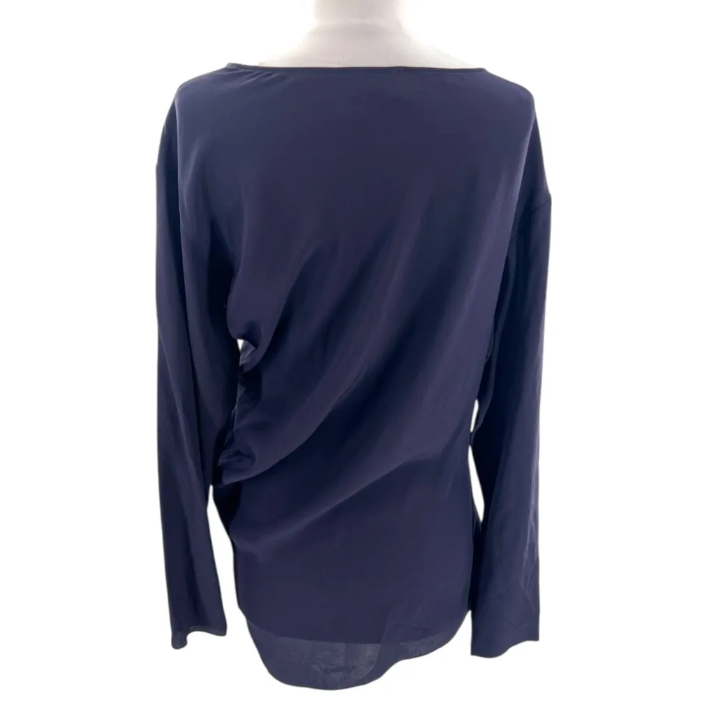 Lanvin silk draped asymmetrical top blue sz 38 - Image 2