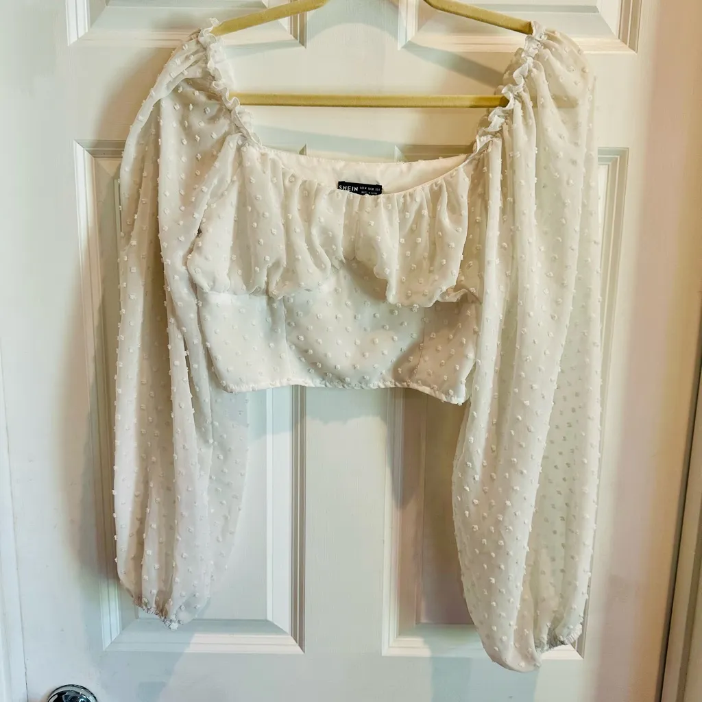 Zara Cream Textured Crop Top - Image 6