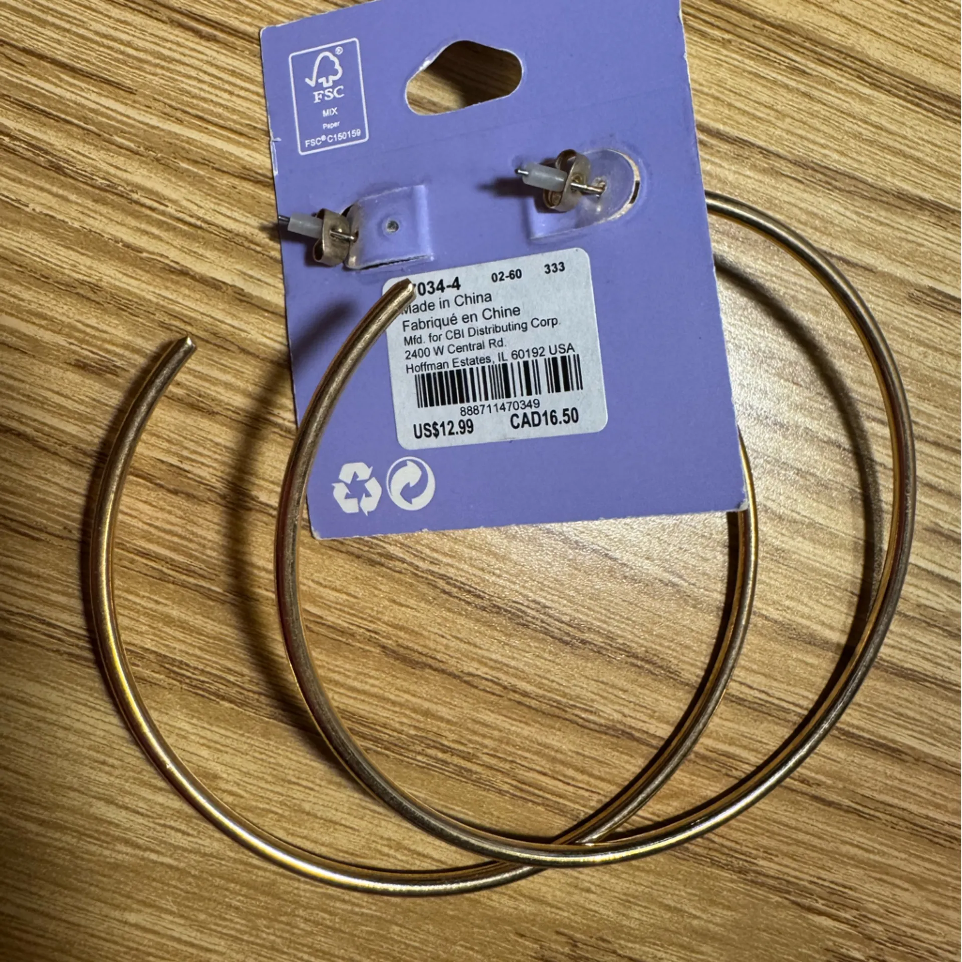 Claire's Bronze Hoop Earrings Gold - Image 2