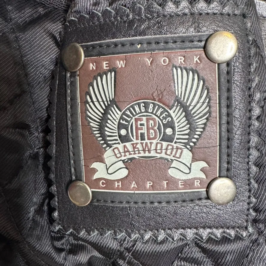 Flying Biker Oakwood Leather Motorcycle Jacket Women L Black Red Thinsulate Size L - Image 10