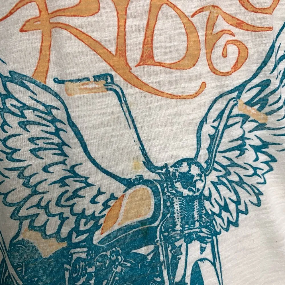 Lucky Brand Free to Ride Burnout Shirt Zip Grunge Biker Sz Medium - Image 6