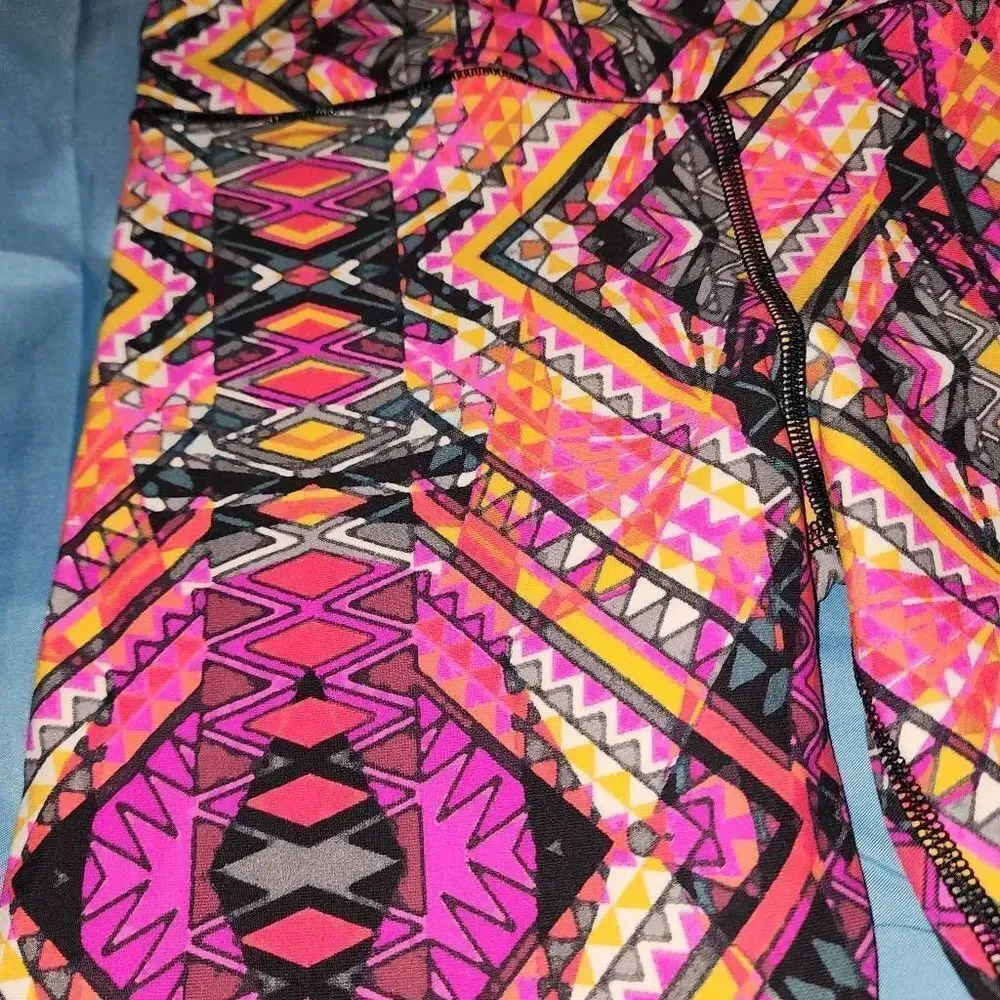 Lorna Jane Womens Pink Funky Print Leggings XS‎ - Image 3