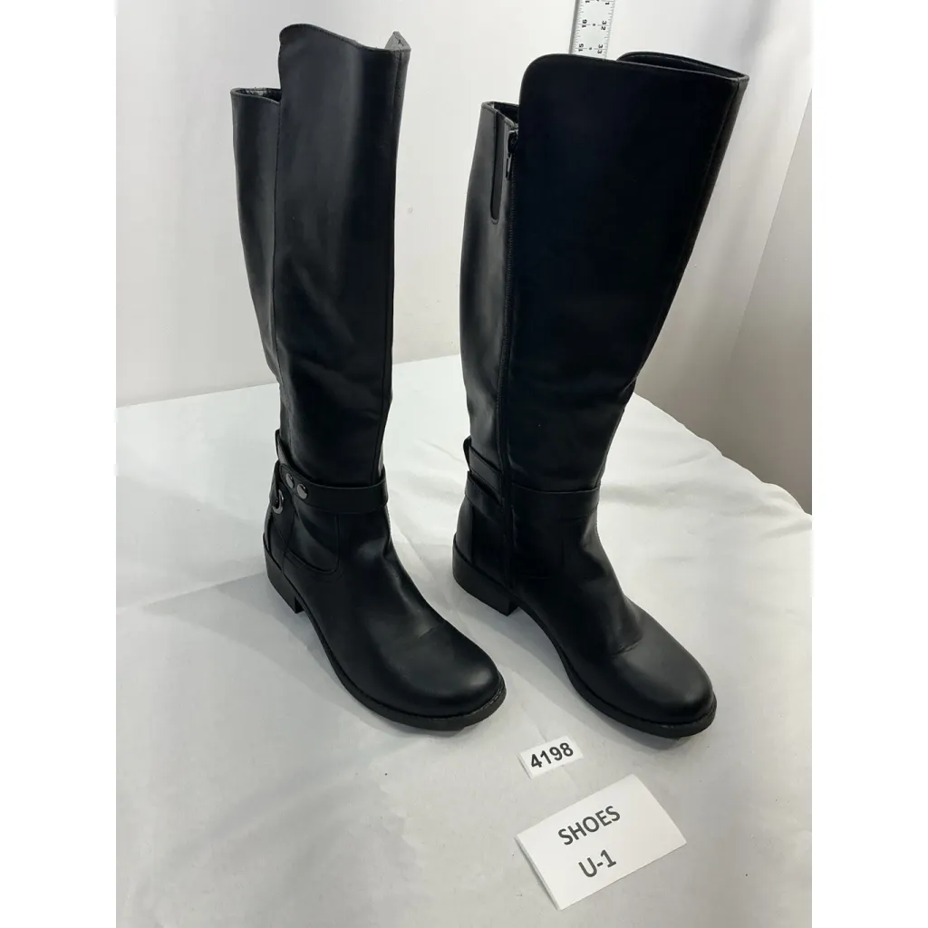 Womans WC AZ Cuala Knee High Riding Boots 8 M Black Full Zip Buckle Accent NWOT - Image 2