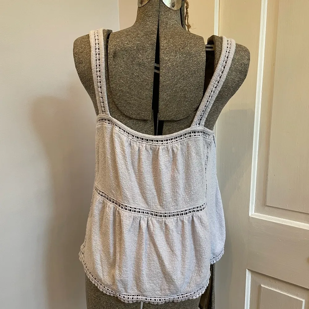 J. Crew Point Sur Embroidered Trim Blue Tank - Size Medium - Image 4