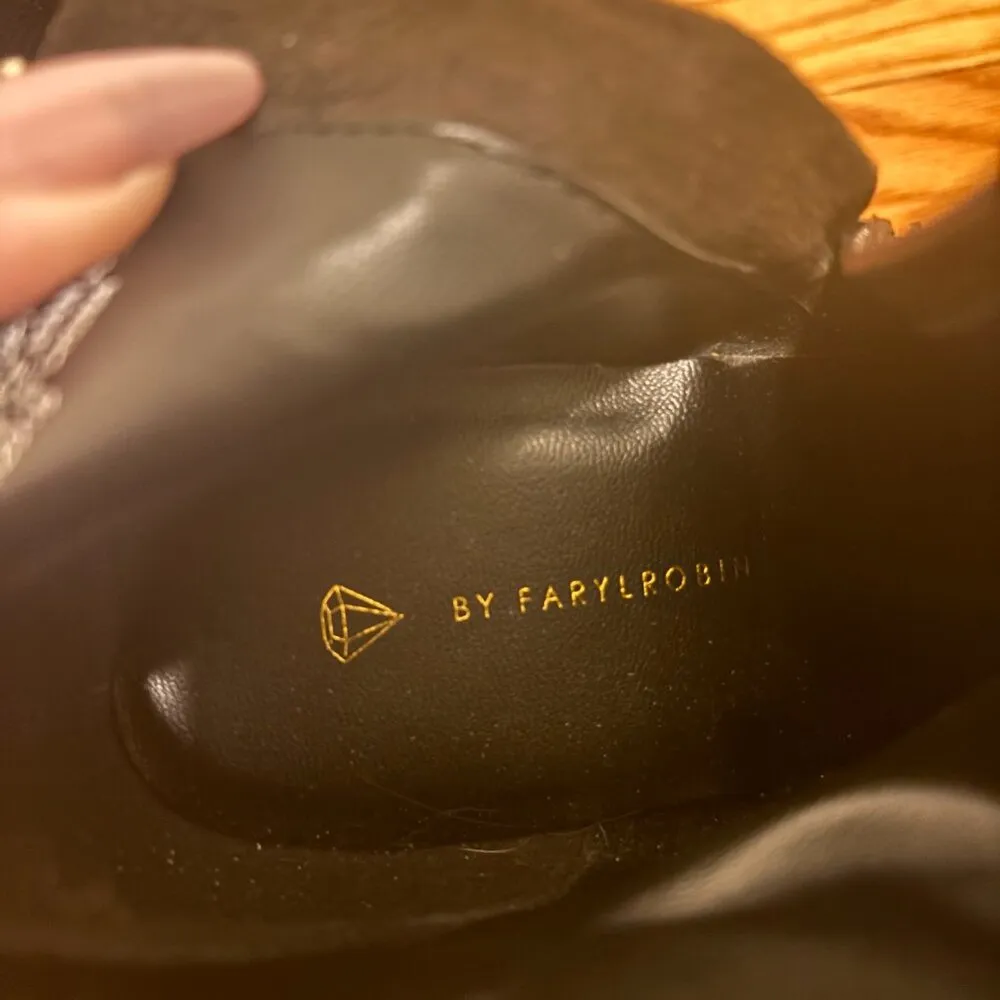 FARYLROBEN Ankle Boots JEWELED Rhinestones 50/50 Black Maroon Red Sz 5.5 Heels - Image 7