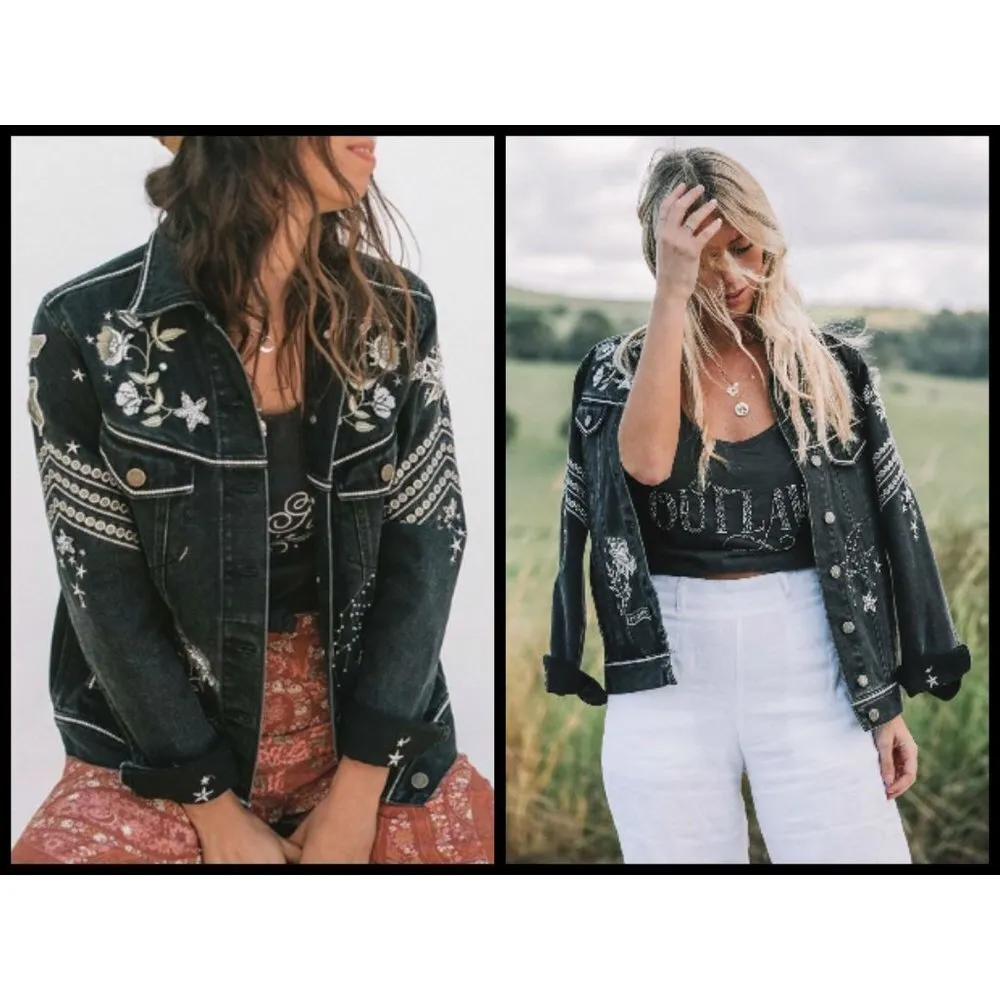 💕SPELL & THE GYPSY💕 Celestial Embellished Jacket XS NWT Black - Image 7