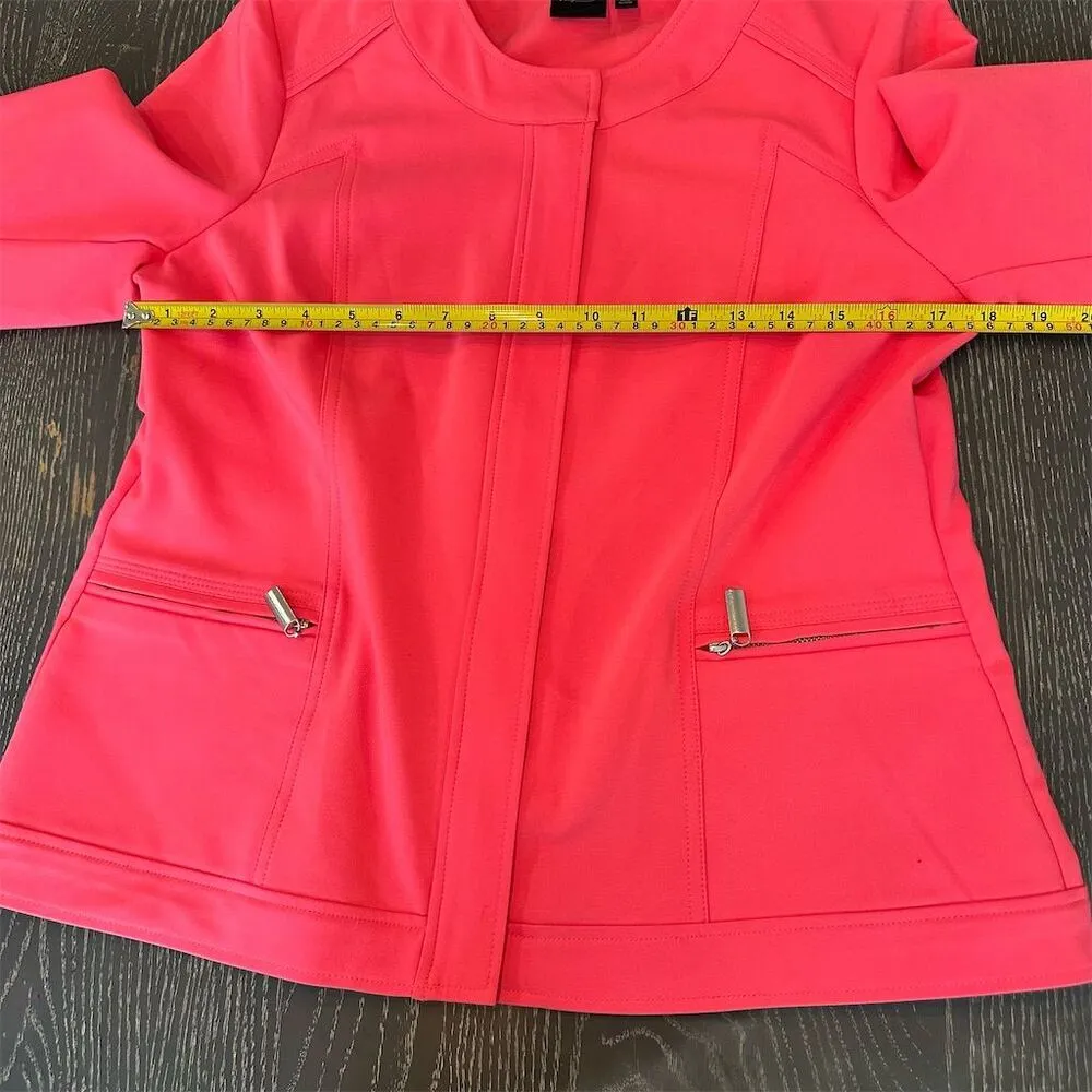 Rafaella Women's Pink Button-Up Jacket Size M 3/4 Sleeve Collarless - Image 7