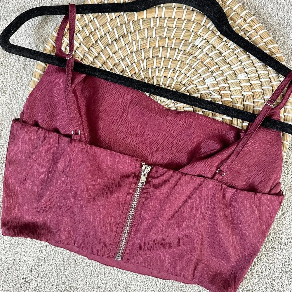 Lulu’s Satin Cowl Burgundy Tank Top Size S Red - Image 6